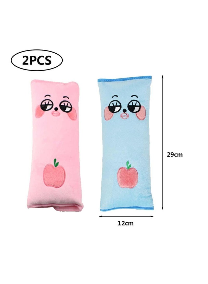 Excefore Child Seat Belt Pillow, Adjust Vehicle Shoulder Pads Safety Belt Protector Cushion Plush Soft Auto Seat Belt Strap Cover Headrest Neck Support for Children (2 Pack) - Image 5
