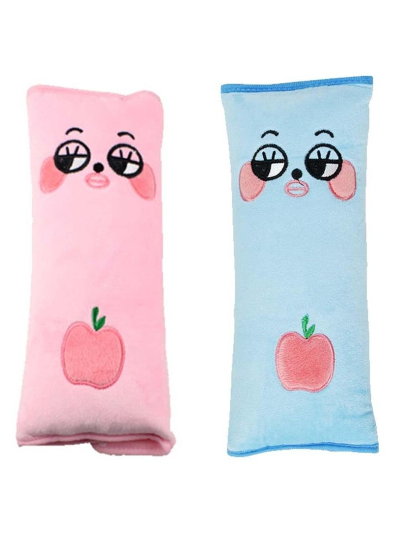 Excefore Child Seat Belt Pillow, Adjust Vehicle Shoulder Pads Safety Belt Protector Cushion Plush Soft Auto Seat Belt Strap Cover Headrest Neck Support for Children (2 Pack) - Image 1