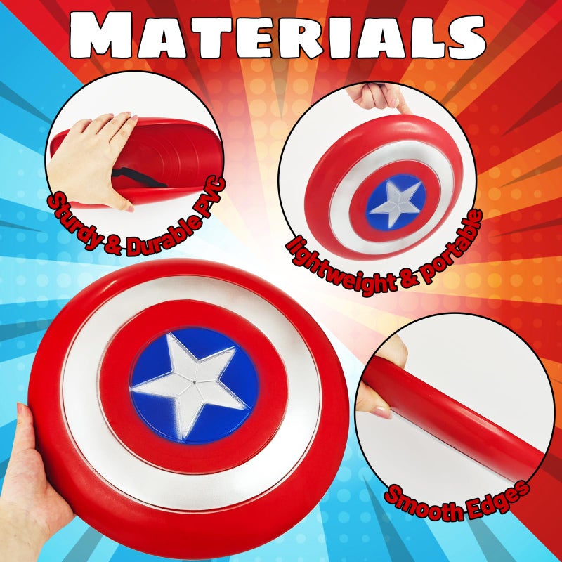 YMMAALE 12 Inch Captain Round Shield,Superhero Shield Prop Role Play Toy,Halloween Cosplay Shield for Birthday Gift,Party Decoration - Image 3