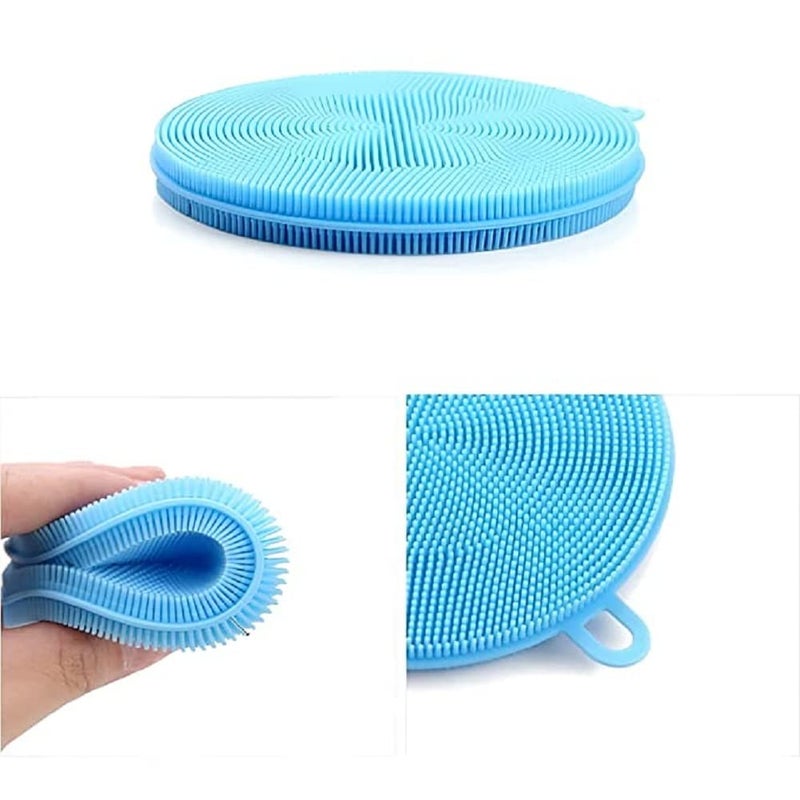 DAIDSUKE Pack of 2 Silicone Dish Bartan Washing Brush Pot Pan Sponge Also Use Face Scrubber Silicone Scouring Pad Fruit Pot Pan Wash Brushes Kitchen Cleaning Tool Multicolor - Image 2