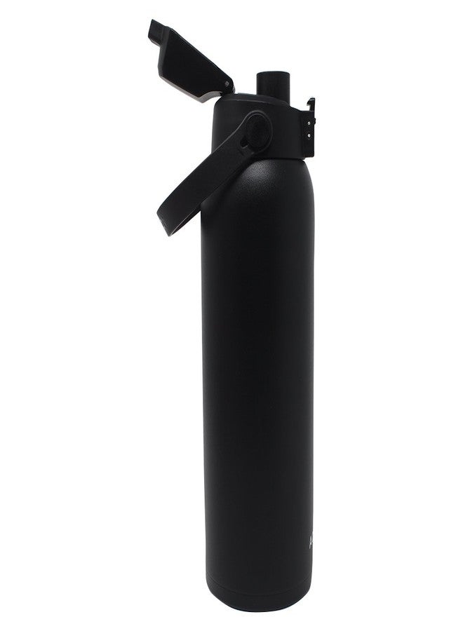 yinat New Aquatix (Black, 32 Ounce) Pure Stainless Steel Double Wall Vacuum Insulated Sports Water Bottle Convenient Flip Top Cap with Removable Strap Handle - Keeps Drinks Cold 24 hr/Hot 6 hr - Image 4