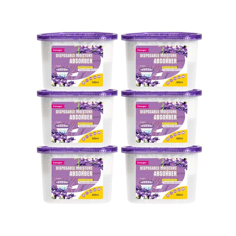 CANAGER Moisture Absorber BoxOdor EliminatorAbsorb Excess Moisture Suitable for Wardrobe Bedroom Kitchen and Bathroom6 Packs Effectively Collect Water Fresh AirFreesia Fuchsia