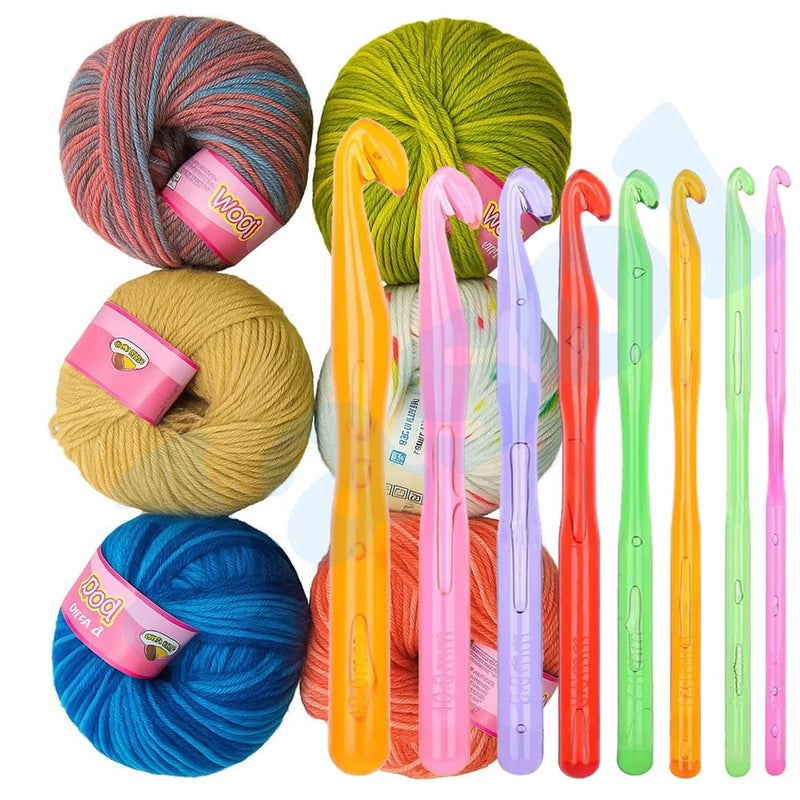 Jasol Crochet Kit for Beginners Adults, 6 Acrylic Skeins 150g Wool Yarn, 29 PCS Crochet Kit with Hooks Yarn Set, Includes Plastic Box, Ideal Starter Pack for Kids Professionals, Multicolor - Image 2