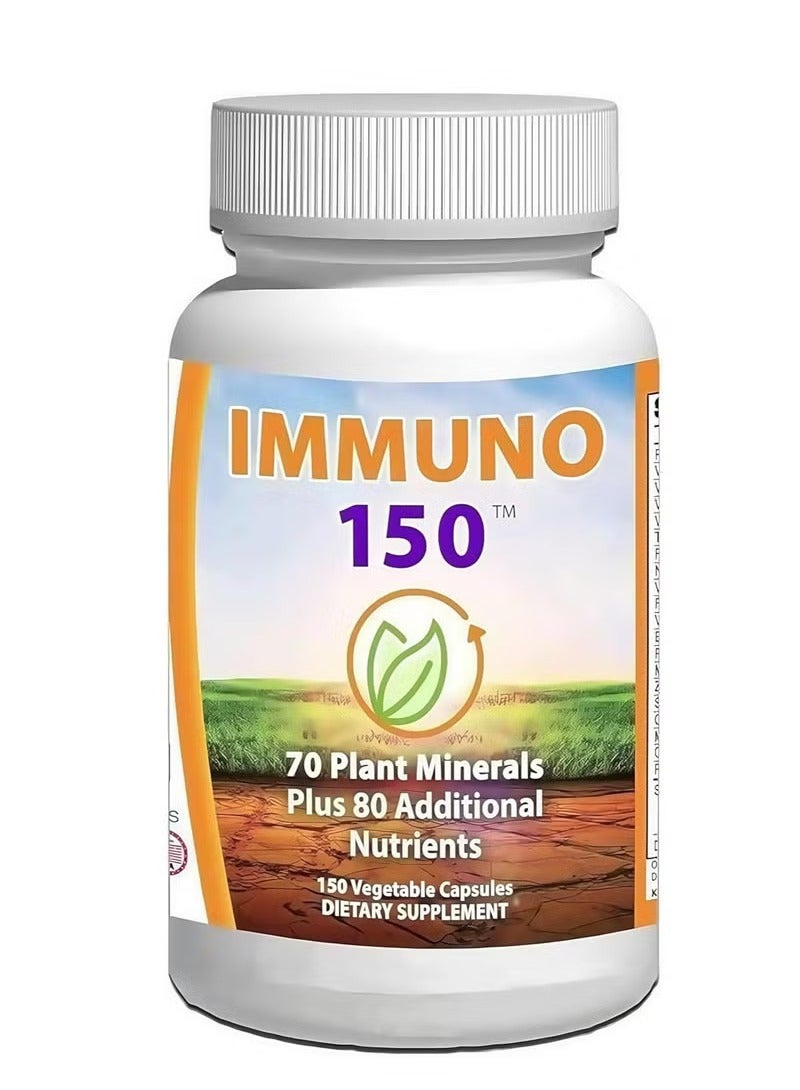 Immuno IMMUNO™ 150 Immune System Support - 70 Plant Minerals & 80 Nutrients - Energy, Sleep Aid - 150 Vegetable Capsules - Halal  - Image 1