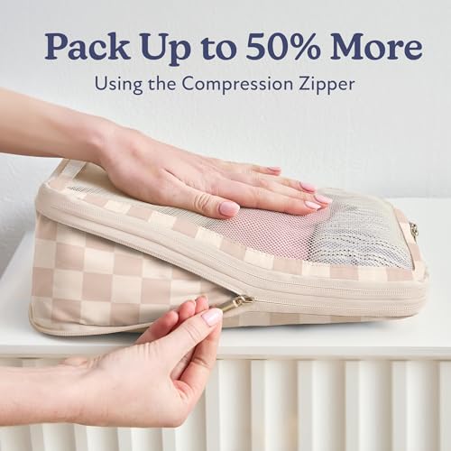 Vandel SpaceSaving Compression Packing Cubes for Women with Hanging Toiletry Bag Laundry Bag Compressible Carry On Suit Case Organizer Luggage Packing Cubes for Travel Compression Organizer Bags - Image 3