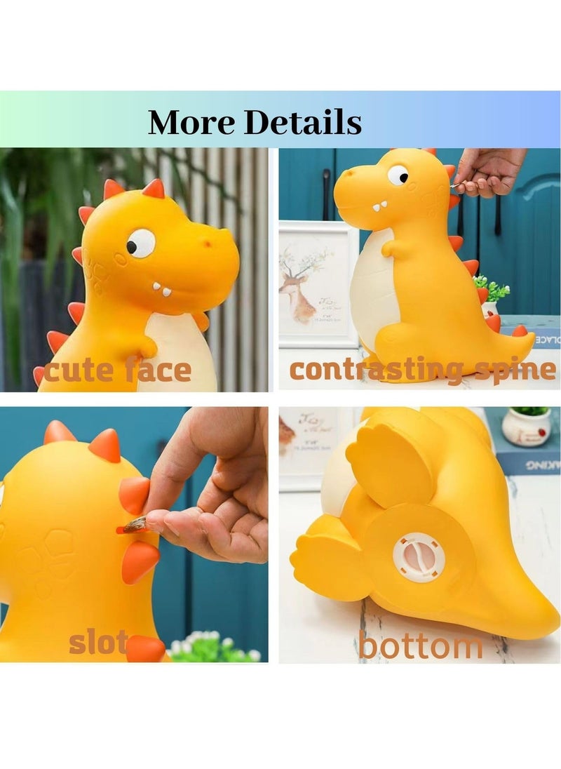 Excefore Dinosaur Bank for Kids, Lovely Creative Coin Bank, Shatterproof Unbreakable Plastic Money Bank, Suitable for Gifts for Kids Boys Girls (Yellow)  - Image 4