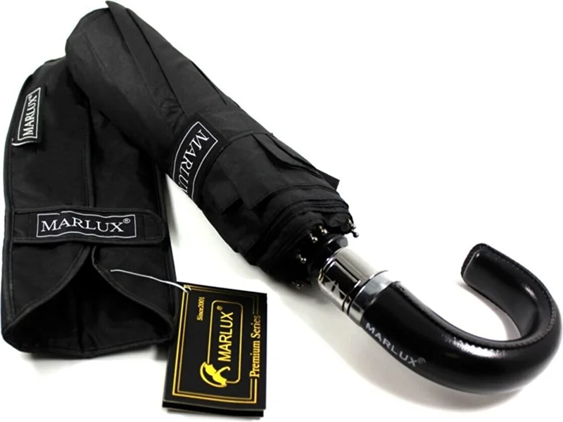 ELEVEN MARKETS Eleven Market Silver Series Fully Automatic Leather Walking Stick Men's Umbrella