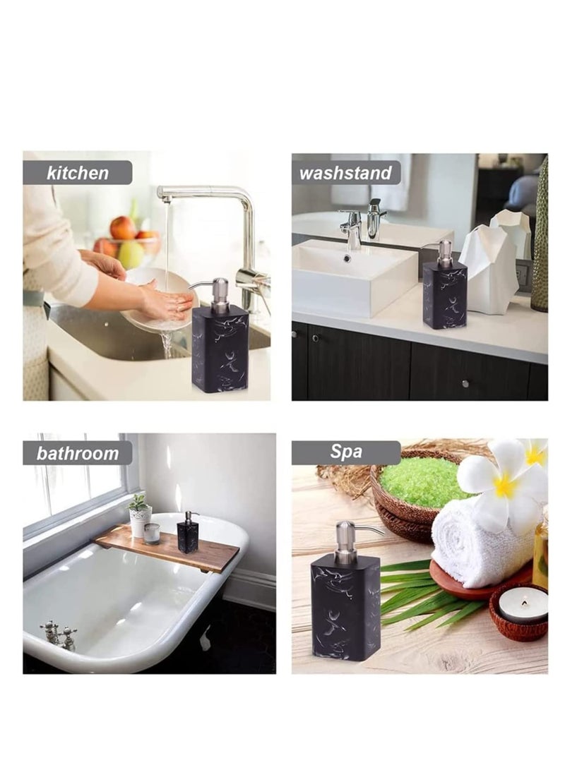 SYOSI Soap Dispenser Black Marble Style with Rust Proof Pump, for Bathroom Kitchen Countertop Lotion & Liquid Dispenser Soap Hand Soap,17 oz - Image 2