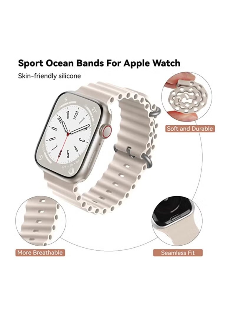 Beauenty 10 Pack Silicone Ocean Band for Apple Watch Ultra Ultra2/ 9 8 7 6 5 4 3 2 1 SE,Soft Silicone Waterproof Strap Wristbands Compatible with iWatch Apple Watch Series Ultra 49mm 45mm 44mm 42mm Women Men - Image 3