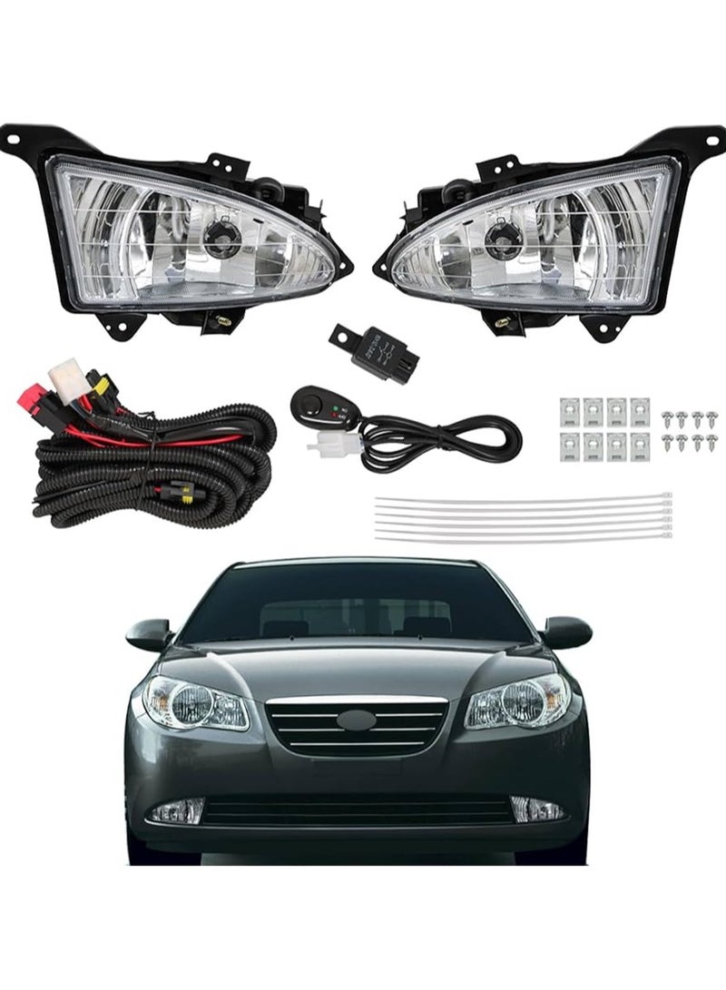 Elshafey 1 Pair Fog Lights Assembly Replacement for 2007-2010 Hyundai Elantra Clear Lens with Bulbs Harness Switch Kit Driving Fog Lights - Image 1