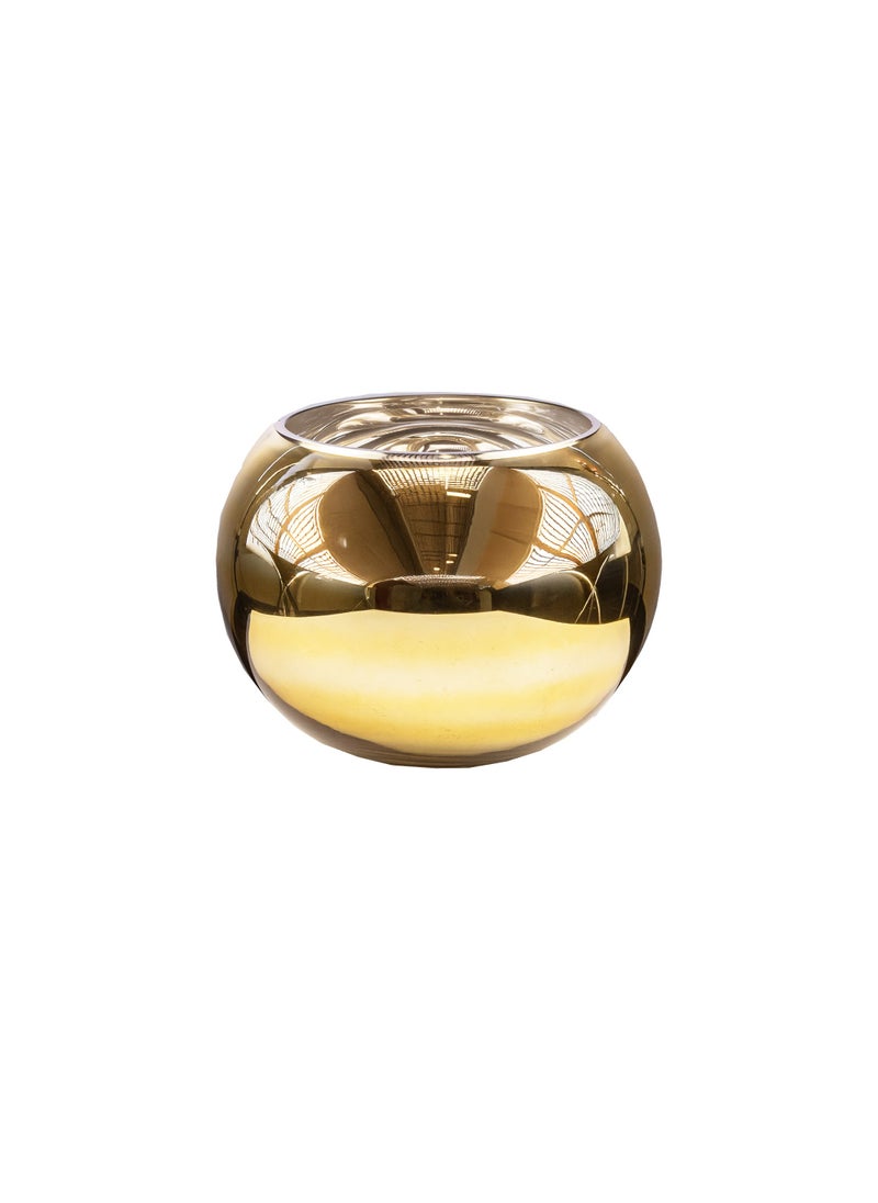 Gulf Flowers Gulf Flowers Gold Glass Sphere Vase – D18 cm × H13.5 cm Round Decorative Bowl for Flowers, Potpourri, Floating Candles & Home Decor Accents 
