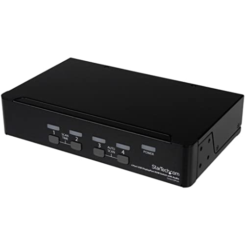 StarTech.com 4 Port DisplayPort KVM Switch w/ Audio - USB, Keyboard, Video, Mouse, Computer Switch Box for 2560x1600 DP Monitor , TAA (SV431DPUA) - Image 1