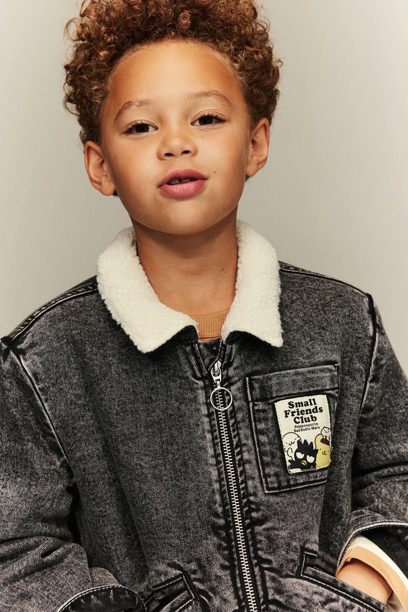 H&M Teddy-Lined Denim Jacket