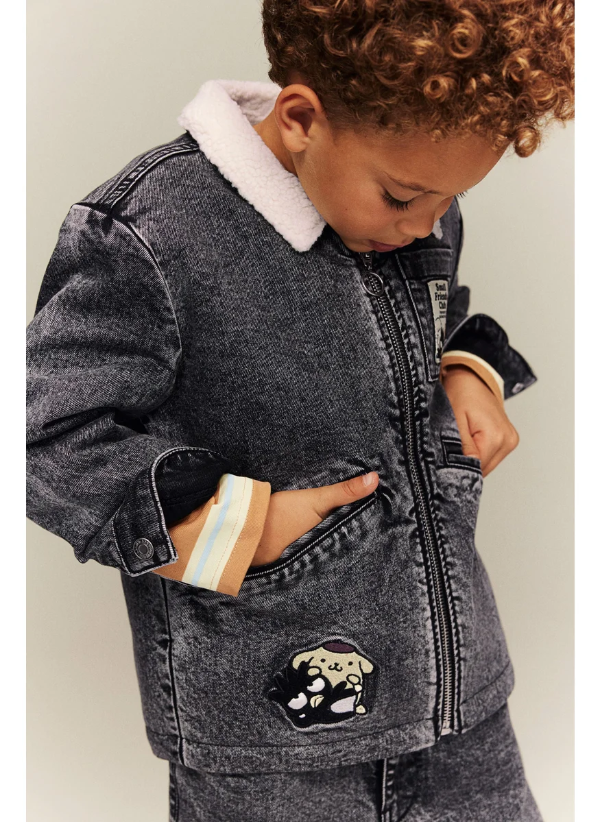 H&M Teddy-Lined Denim Jacket