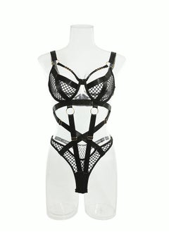 Women's Strappy Lingerie with Handcuffs Halter Neck Bandage Body Harness Costume Lingerie Set for Women Bodysuit for Ladies Wife Girlfriend