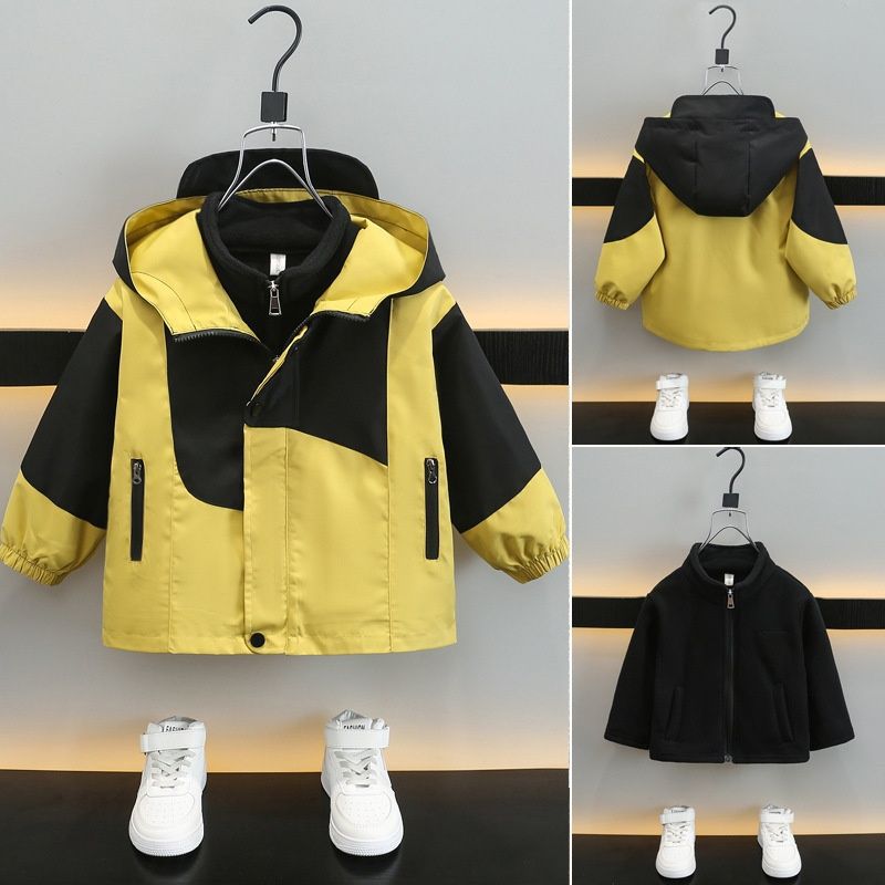 Boys' Hooded Outdoor Rush Clothes Winter Clothes Large Children'S Spliced Coat Casual Fashion Three-In-One Removable Trendy - Image 2