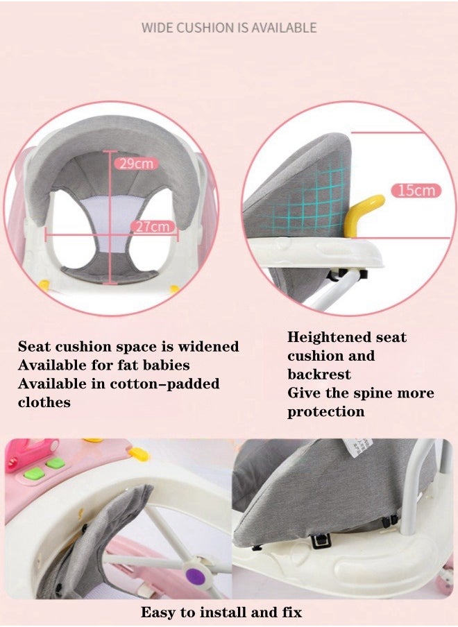 XiuWoo Multifunctional Sit-On Anti-O-Leg Rollover Baby Walker Stroller With Music Box, Long And Short Push Handle, And Foot Pad - Green  - Image 3