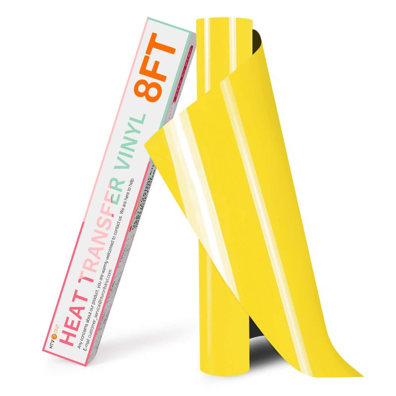 HTVRONT HTV Heat Transfer Vinyl Roll - 12" x 8ft Yellow HTV Vinyl for T Shirts, Yellow Iron on Vinyl for All Cutting Machine - Easy to Cut & Weed for Heat Transfer Design - Image 1