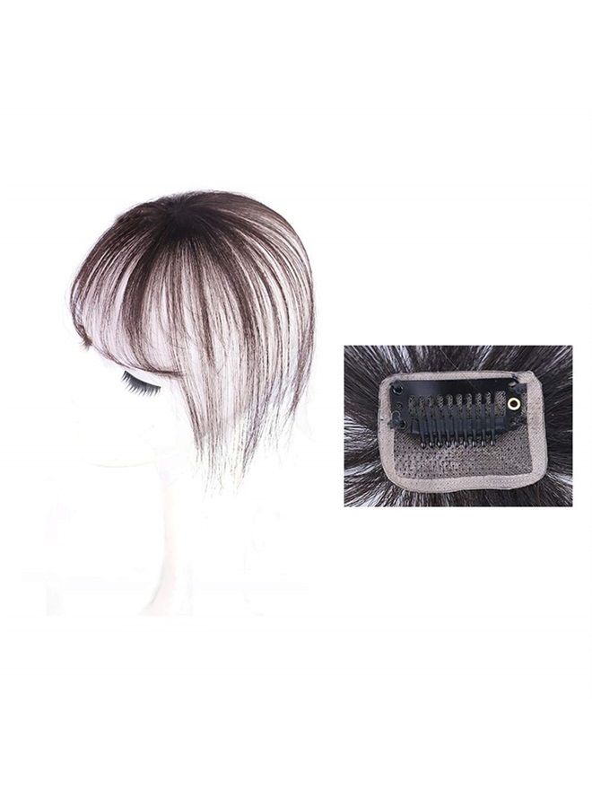 Remeehi Human Hair Bangs with Top Piece Clip in Seamless Topper&Fringe Extension Hand Made Dark Brown - Image 4