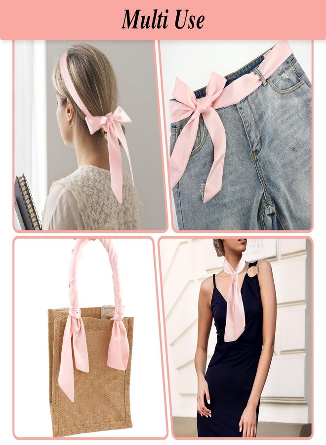 Andibro Women Long Ribbon Dress Sash Belt,Bridal Satin Waist Belts Ladies Ribbon Bow Solid Color Scarf for Wedding Bridesmaid(Pink) - Image 2