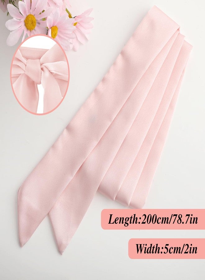 Andibro Women Long Ribbon Dress Sash Belt,Bridal Satin Waist Belts Ladies Ribbon Bow Solid Color Scarf for Wedding Bridesmaid(Pink) - Image 5