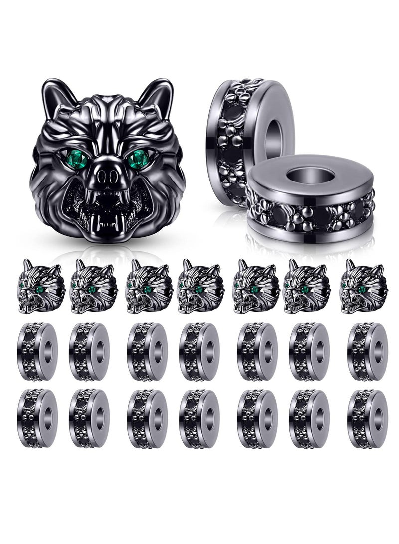 KASTWAVE 24 Pieces Leopard Head Spacer Bead, Antique Bead Large Hole Loose Bead Animal Cubic Zirconia Connector Charm for Men DIY Bracelet Jewelry Making - Image 1