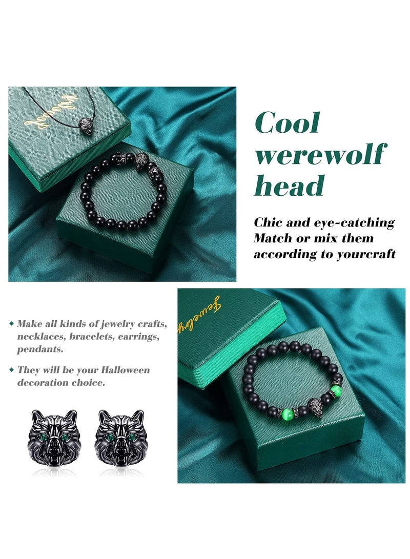 KASTWAVE 24 Pieces Leopard Head Spacer Bead, Antique Bead Large Hole Loose Bead Animal Cubic Zirconia Connector Charm for Men DIY Bracelet Jewelry Making - Image 3
