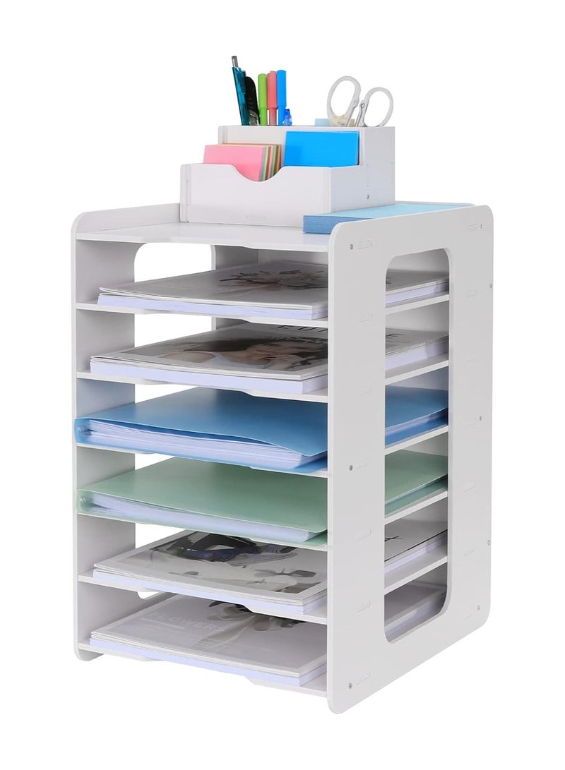 TPGP Letter Tray Paper Organizer - Desk Tidy Organizer File Document Holder A4 Paper Filing Trays for Home, Office, School (7 Tier)  - Image 1