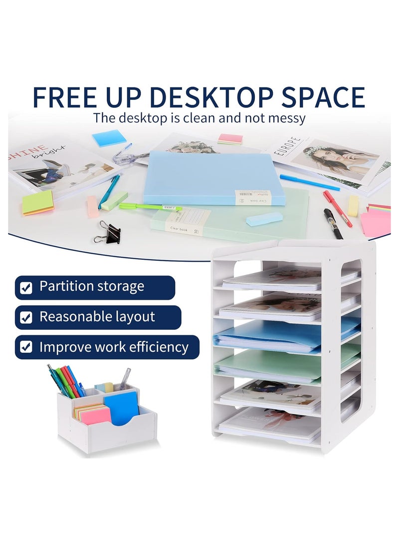 TPGP Letter Tray Paper Organizer - Desk Tidy Organizer File Document Holder A4 Paper Filing Trays for Home, Office, School (7 Tier)  - Image 5