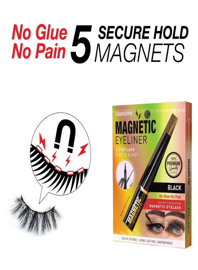 Black Pink BlackPink Mink 5D Magnetic Lashes Liner-Lash 2 Step Simple Lover Fluffy Lash Fluffy Reusable Light Weight False Lashes Fake Eye Lash (BPM102) - Image 4