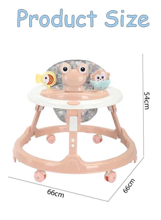 Berma Baby Multifunctional anti-rollover baby walker, anti-bowleg baby walker with push-toy and tray, can be used as a dining chair, suitable for boys and girls from 6 to 24 months (pink frog) - Image 2