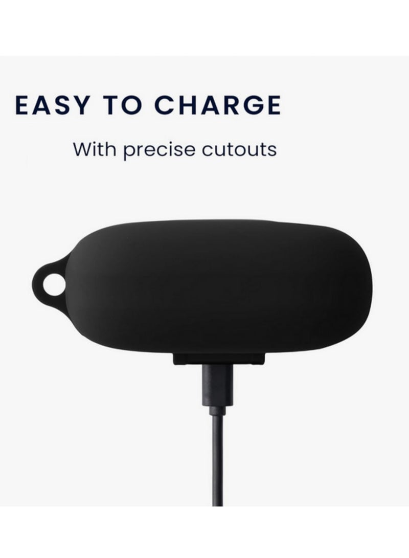 1pcs For JBL Tune 230NC TWS Case Bluetooth Earphone Cover For JBL Tune 230 NC Skin Silicone Case Funda Protector with Keychain Hook Black - Image 4