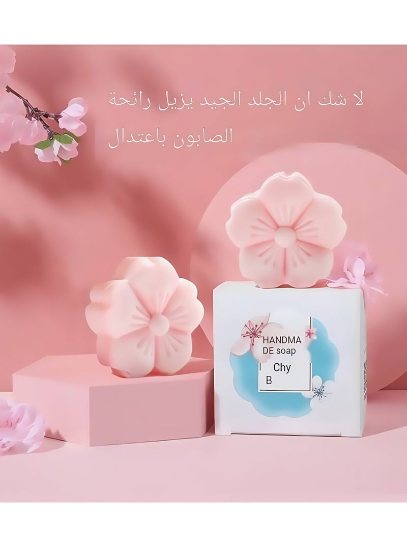 شور الزيوت العطرية النباتية ، صابون عطر أزهار الكرز ، العطر المنعش ، صابون الاستحمام ، مزيل الوجه والمكياج ، يمكن استخدام الجسم كله لترك صابون عطري مصنوع يدويا  - Image 1
