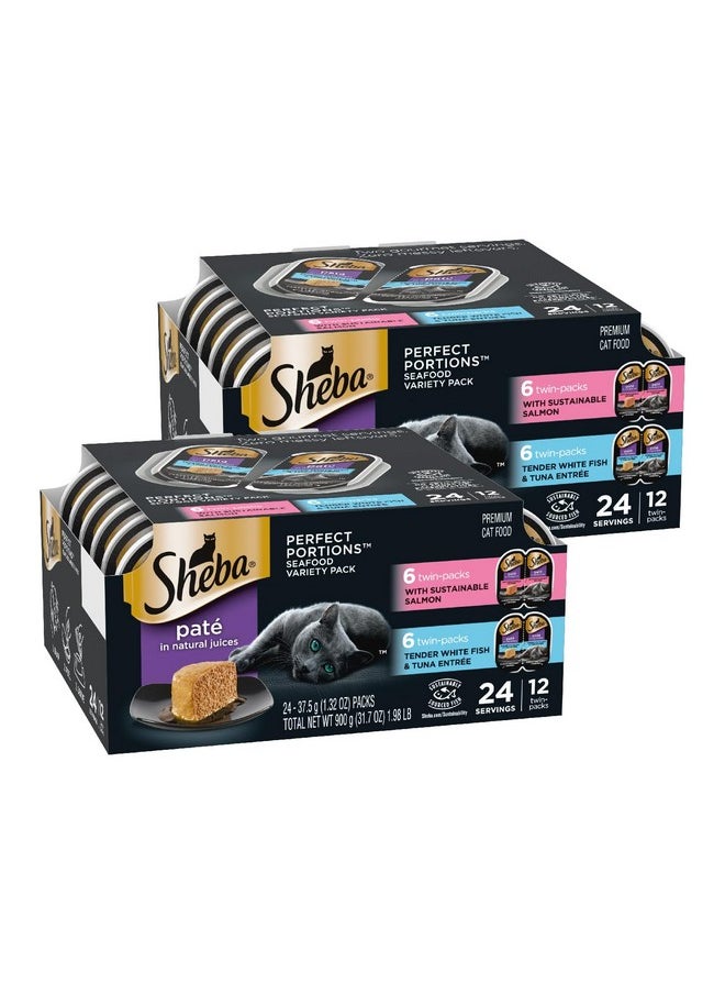 Sheba Sheba Perfect Portions Wet Cat Food Pate With Sustainable Salmon and Tender Whitefish & Tuna Entree Variety Pack, 2.6 oz., Twin-Pack Trays (12 Count, 24 Servings) (Pack of 2)  - Image 1