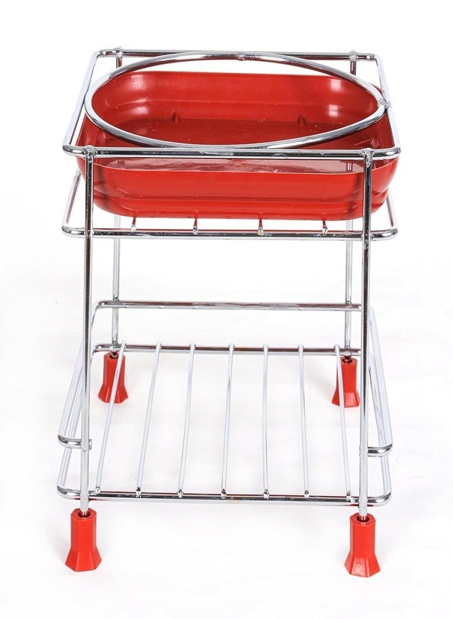 Hudioo Stainless Steel Heavy Matka Stand with Tray Holder, Pot Stand With Round Surface Stand Water Dispenser Stand, Water Jar Holder, Matka Rack, Multipurpose Rack for Kitchen/Bathroom - Image 3