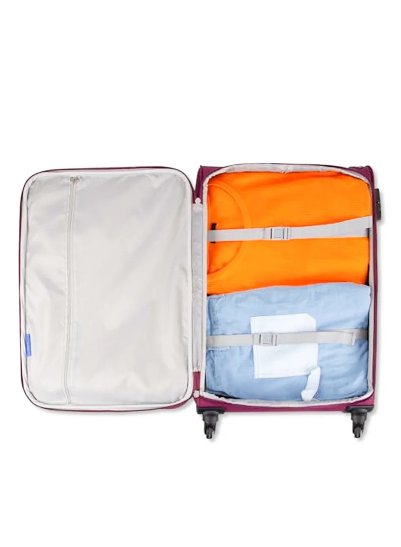 Skybags Rhumba Checked Luggage| 4W Str (E)| Polyester Soft Sided 360° 4 Wheels Spinner Trolleys| Large-28 Inch - Purple