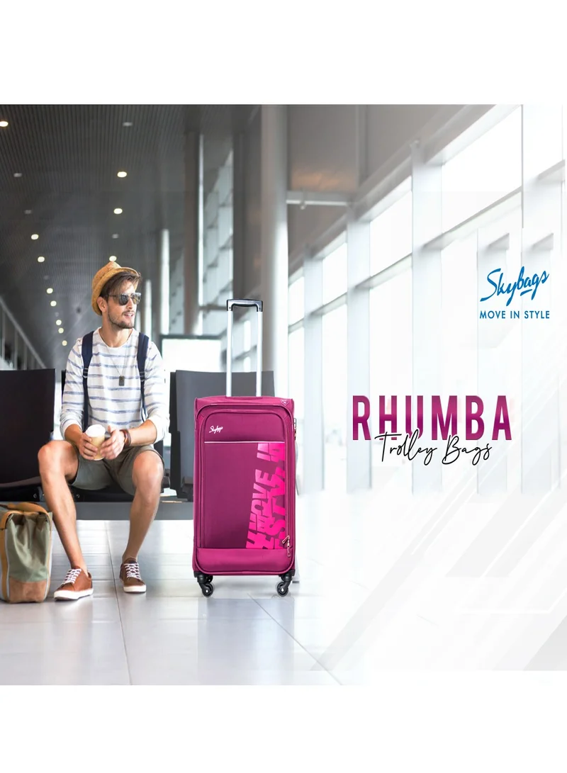Skybags Rhumba Checked Luggage| 4W Str (E)| Polyester Soft Sided 360° 4 Wheels Spinner Trolleys| Large-28 Inch - Purple