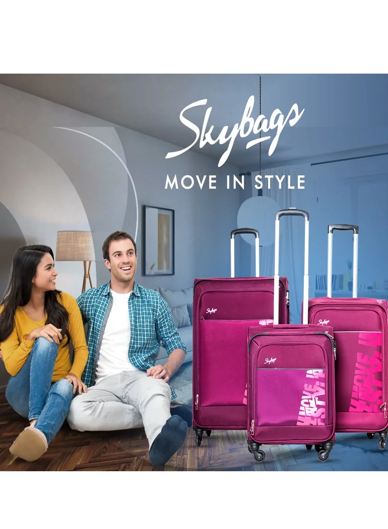 Skybags Rhumba Checked Luggage| 4W Str (E)| Polyester Soft Sided 360° 4 Wheels Spinner Trolleys| Large-28 Inch - Purple