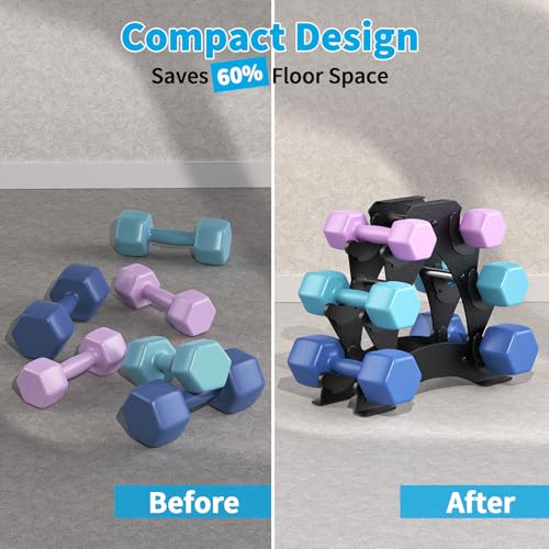 Strifuture Dumbbell Rack Stand Only - Heavy Duty Weight Rack for Home Gym Organization, Compact Dumbbell Stand for Space Saving, Small Weight Storage for 1-15 LB Dumbbells in Home/Office/Studio - Image 4