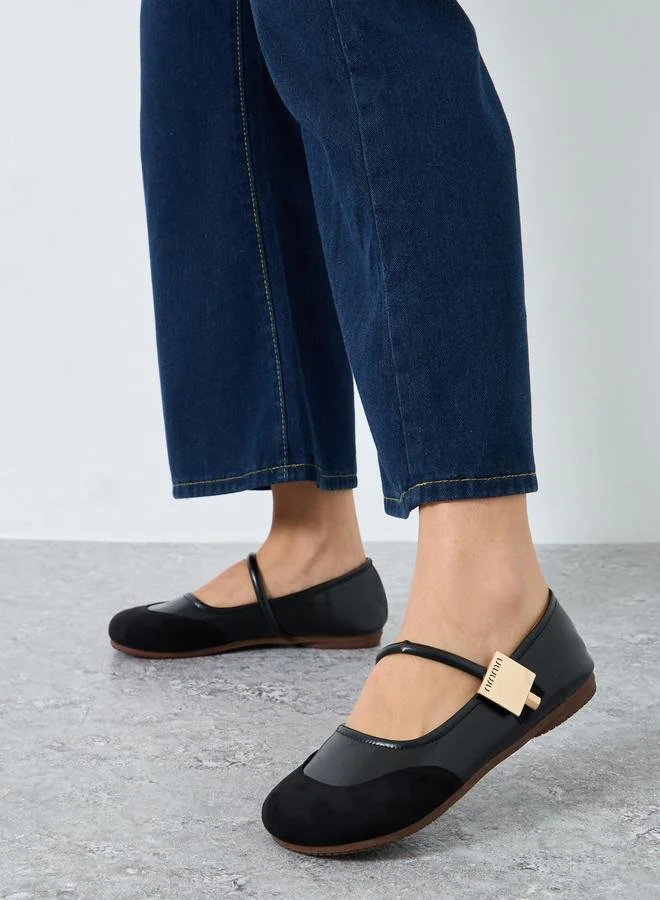 Take Two Round Toe Metal Buckle Strap Flat Shoes