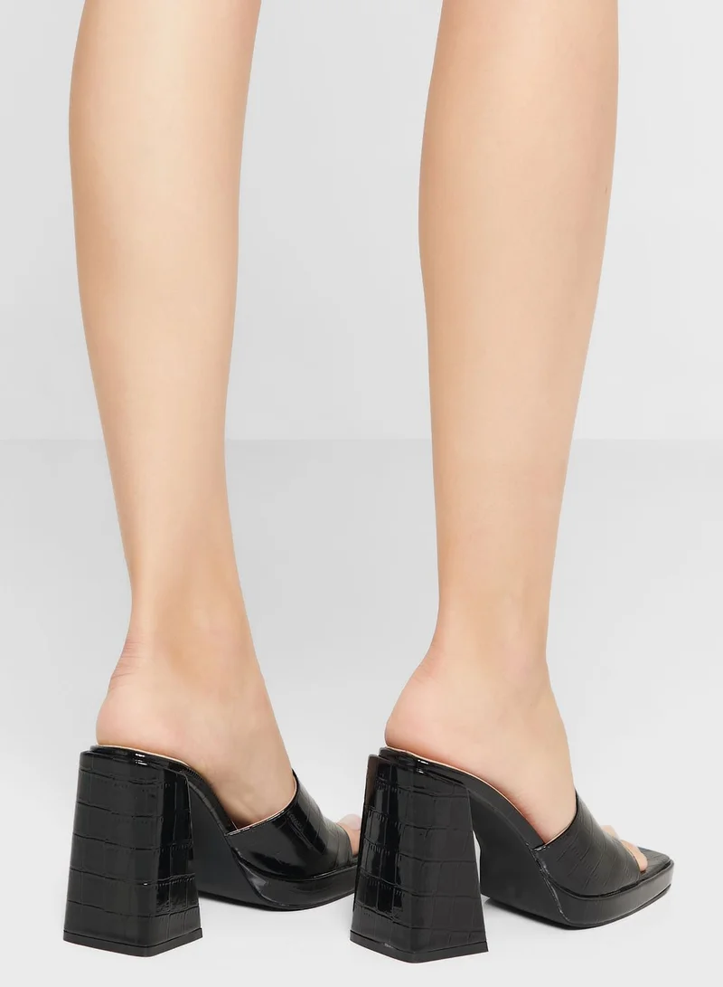 Ginger Croc Effect Platform Mule Sandal