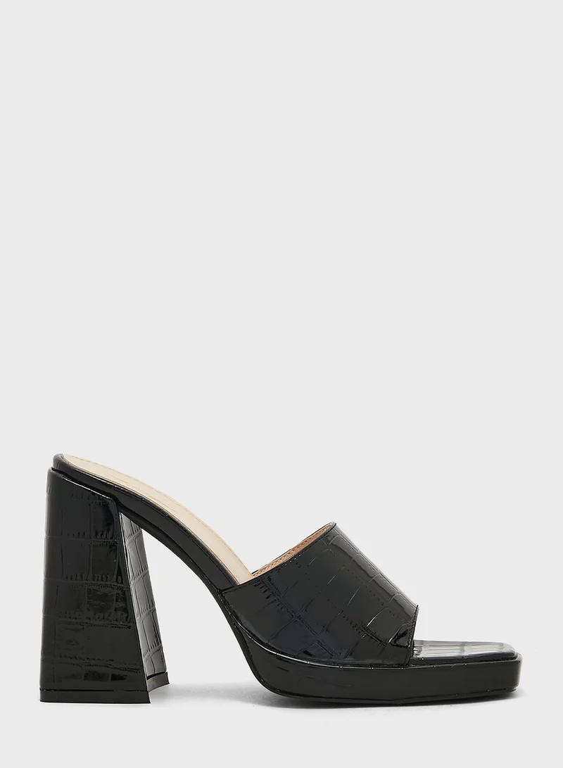 Ginger Croc Effect Platform Mule Sandal
