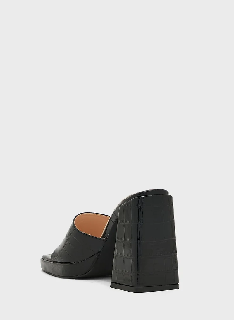 Ginger Croc Effect Platform Mule Sandal