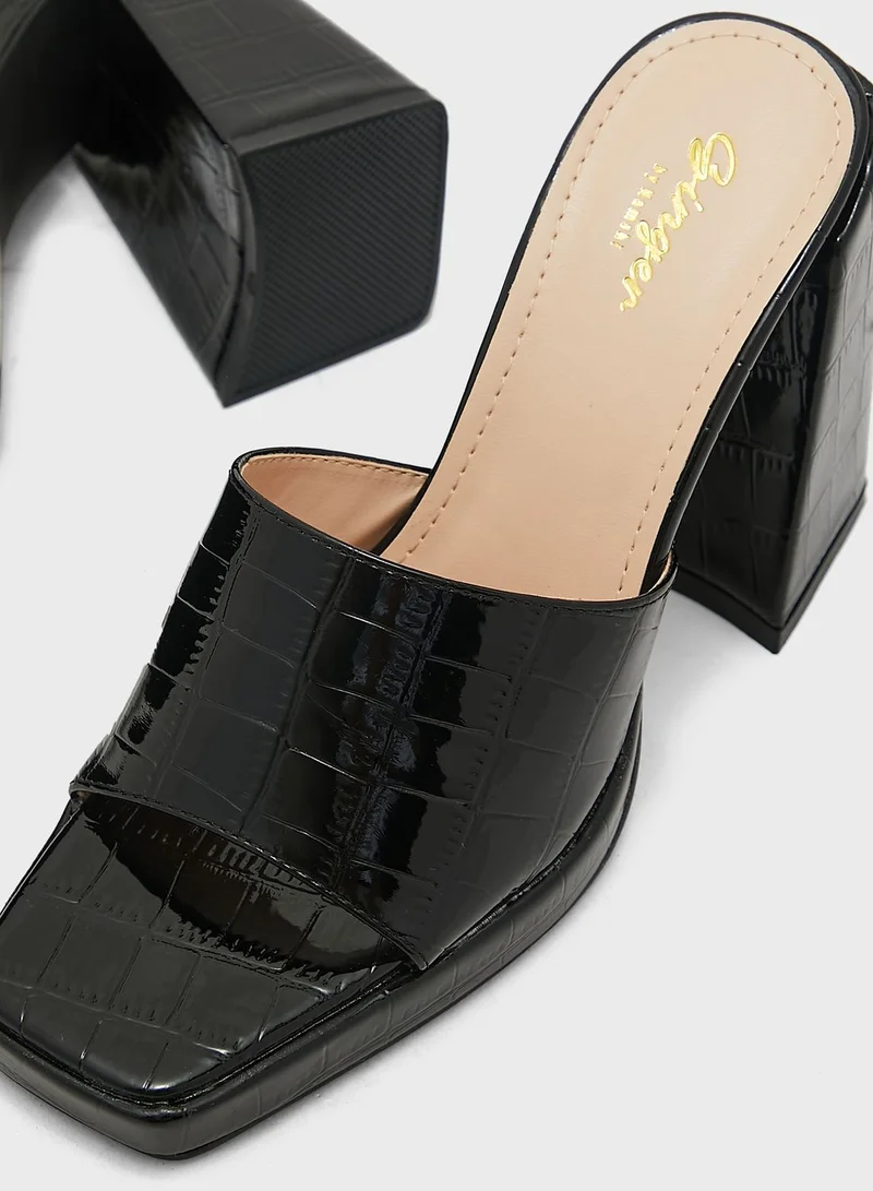 Ginger Croc Effect Platform Mule Sandal