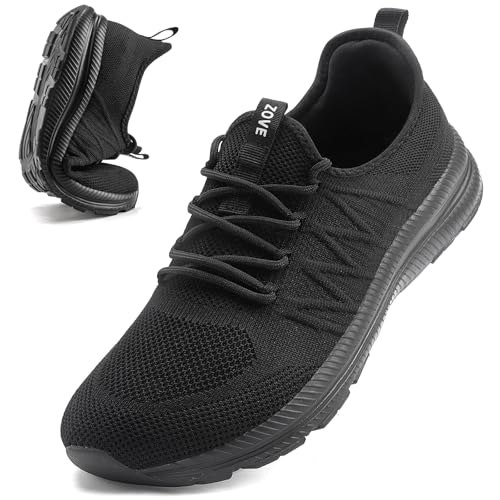 ZOVE Wide Toe Box Shoes for Men Extra Wide Width Sneakers Non-Slip Ultra Light Wide Tennis Running Shoes Breathable Casual Walking Sneakers Diabetes Workout Gym Jogging 8826 Full Black 41 - Image 1