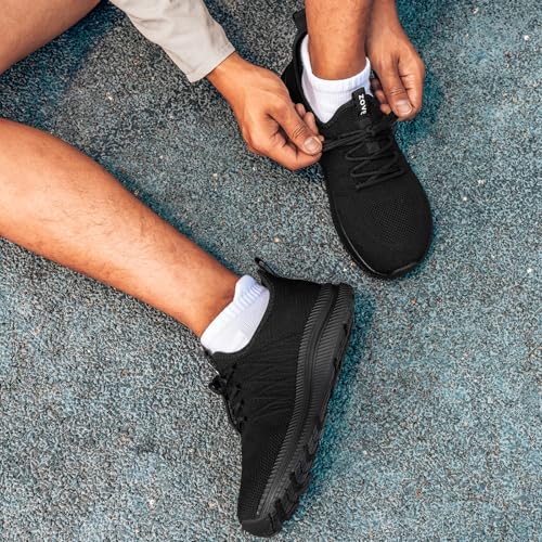 ZOVE Wide Toe Box Shoes for Men Extra Wide Width Sneakers Non-Slip Ultra Light Wide Tennis Running Shoes Breathable Casual Walking Sneakers Diabetes Workout Gym Jogging 8826 Full Black 41 - Image 2