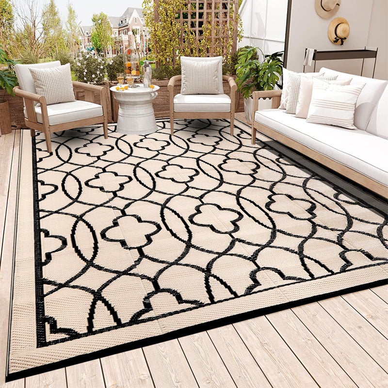 Pendolr Outdoor Rug Waterproof 8x10 ft Outdoor Carpet Patio Rug Mat Reversible RV Camping Rug Plastic Straw Rug Outside Outdoor Area Rug for Patio Deck Balcony Backyard Picnic Beach - Image 1