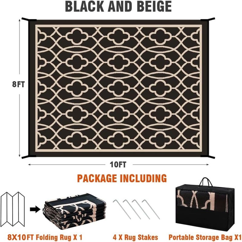 Pendolr Outdoor Rug Waterproof 8x10 ft Outdoor Carpet Patio Rug Mat Reversible RV Camping Rug Plastic Straw Rug Outside Outdoor Area Rug for Patio Deck Balcony Backyard Picnic Beach - Image 2