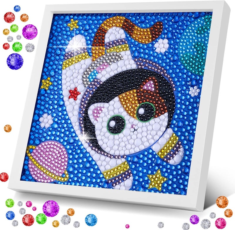 ZALIAFEI Space Cat Diamond Art Kits for Kids, Diamond Art for Holiday, Gem Art Kits for Girls Birthday Gift, Arts and Crafts for Ages 8 10 12 - Image 1