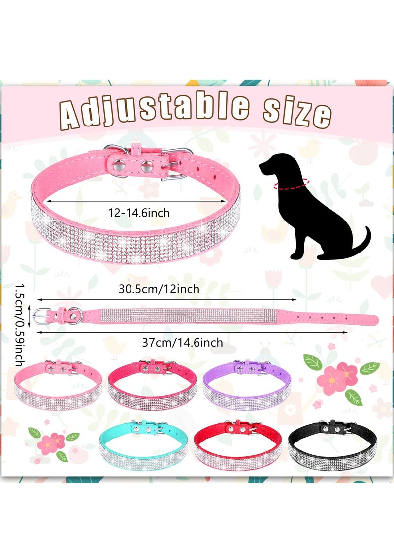 Sparkling Rhinestone Dog Collars - 6PCS Adjustable Leather Bling Necklaces for Small, Medium & Large Dogs and Cats - Colorful & Soft Design - Image 2